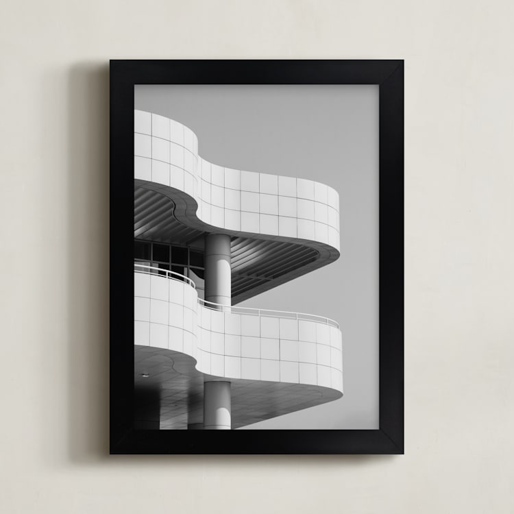 "Curves and Squares 1" - Art Print in Black & White by lulu and isabelle - Framed