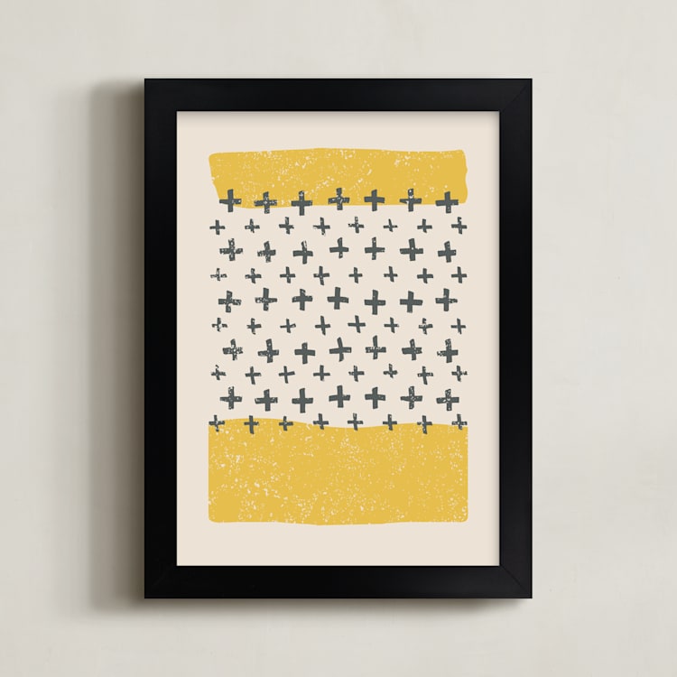 "Positivity" - Art Print in Saffron by Rochelle Renee - Framed