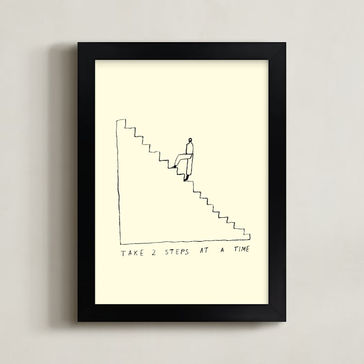 "Two Steps at a Time" - Art Print in Parchment 2 by Elliot Stokes - Framed