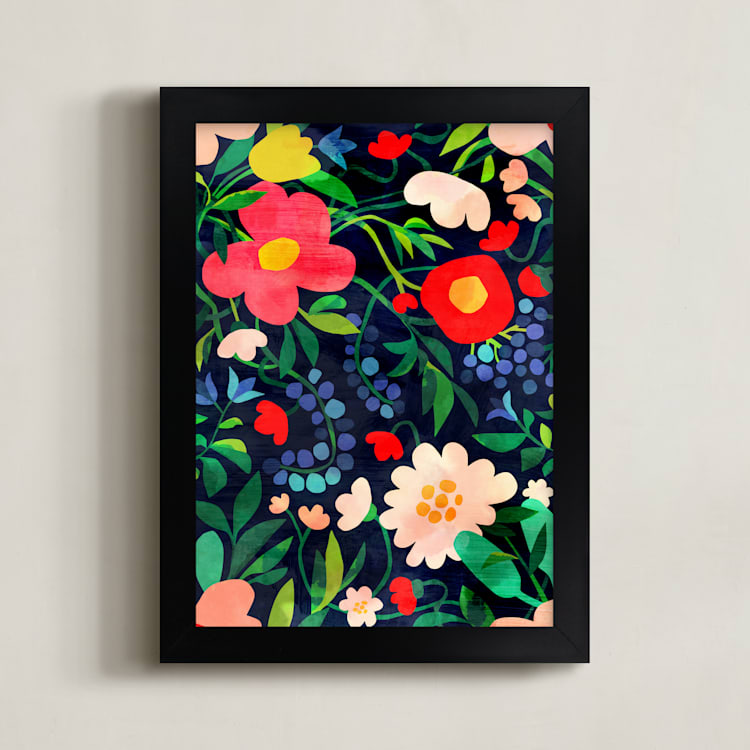 "Summer Flowers" - Art Print in Bouquet by Mojca Dolinar - Framed