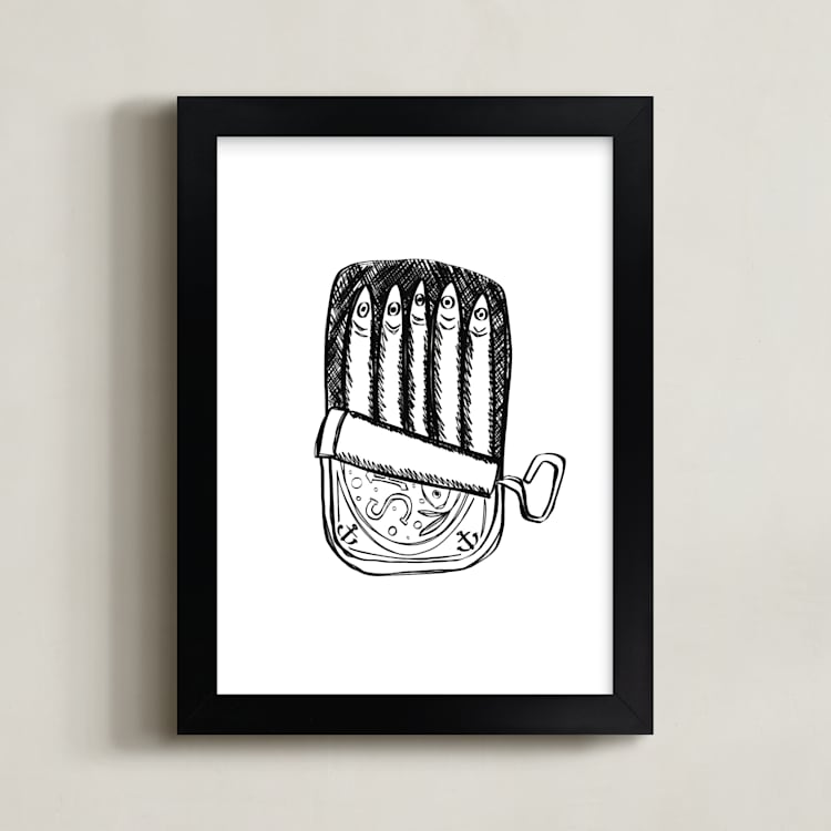 "Packed Like Sardines" - Art Print in Ink by Annie Montgomery - Framed
