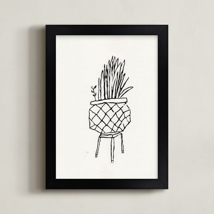 "Snake Plant" - Art Print in Soft Sand by Elliot Stokes - Framed