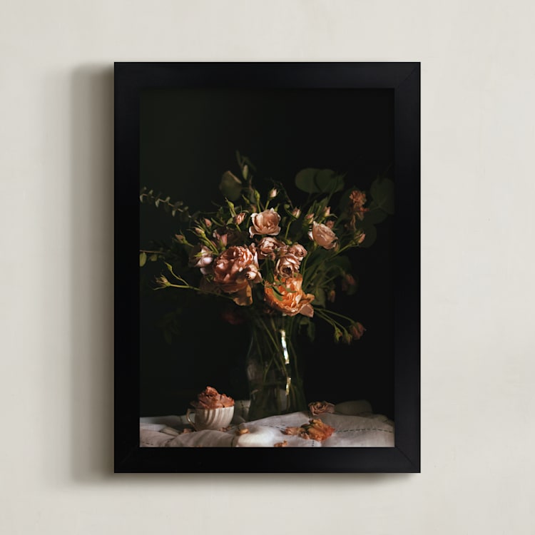 "Moody Floral Still Life" - Art Print in Moody Rose by Katie Buckman - Framed