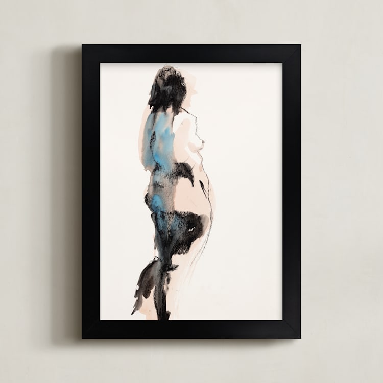 "Into the Distance" - Art Print in Aqua by Linda Mucha Karns - Framed