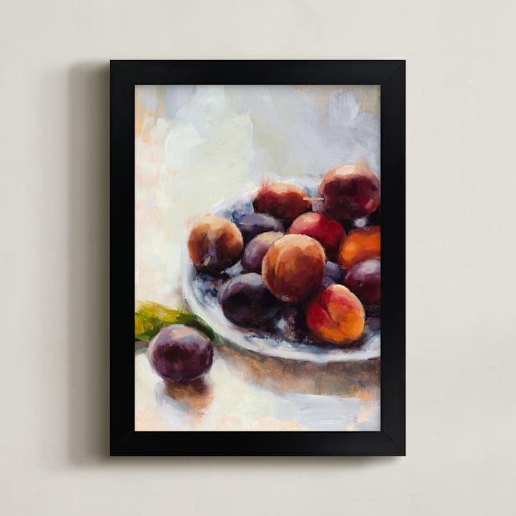 "Summer Plums" - Art Print in Plum by Wendy Keller - Framed