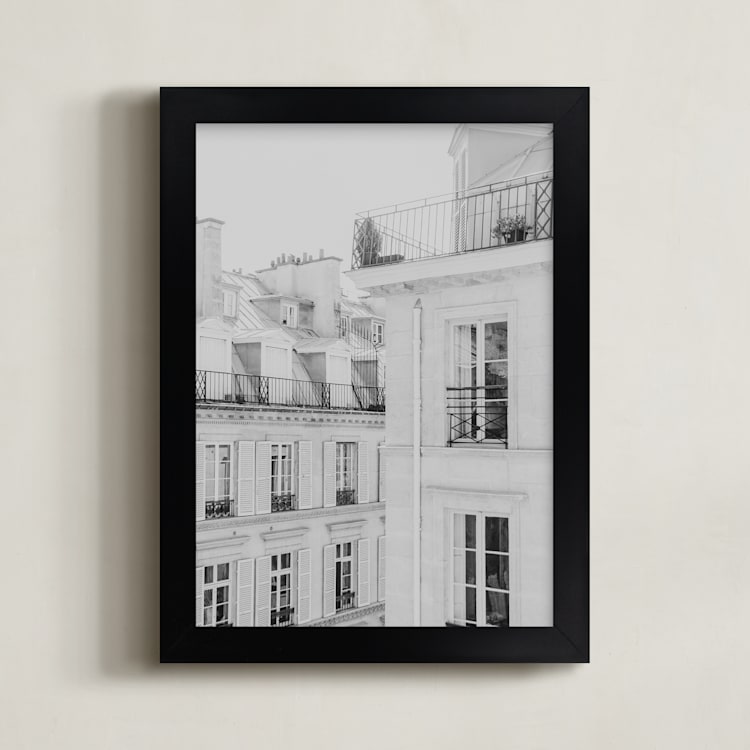 "Parisian Rooftops" - Art Print in French Gray by Lindsay Ferraris Photography - Framed