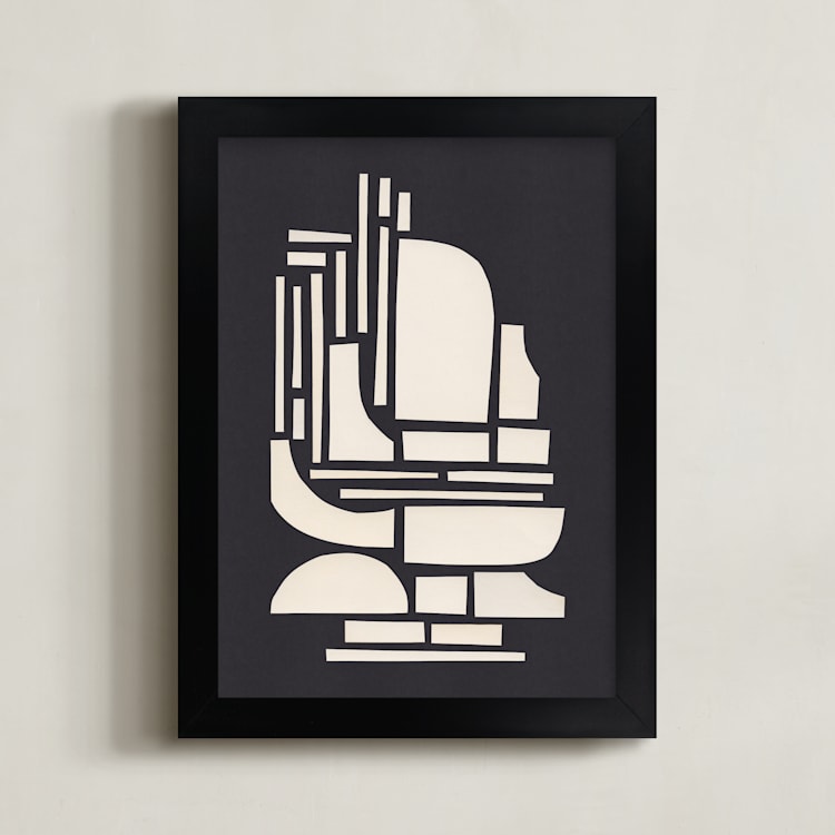 "Paper Figure" - Art Print in Midnight Black by Alisa Galitsyna - Framed