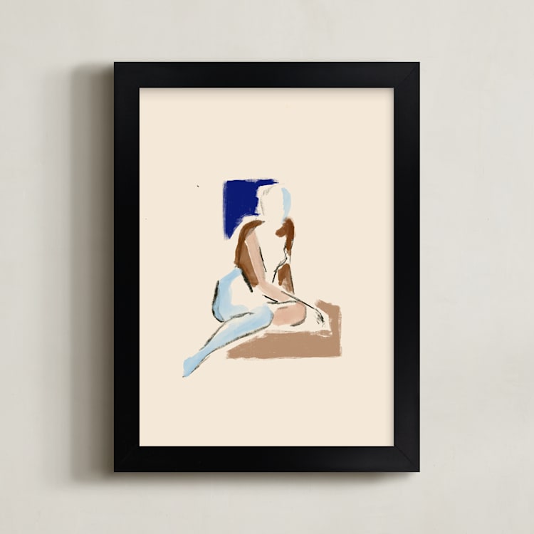 "Idle" - Art Print in Shoreline by Annie Clark - Framed