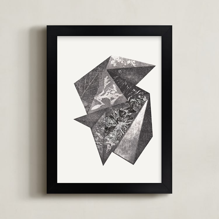 "Aquatinta" - Art Print in Black and grey by Oana Prints - Framed