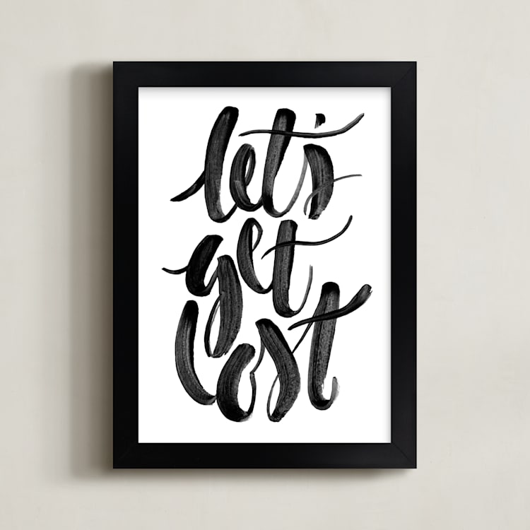 "Let's Get Lost" - Art Print in Painted Black by Sam Dubeau - Framed