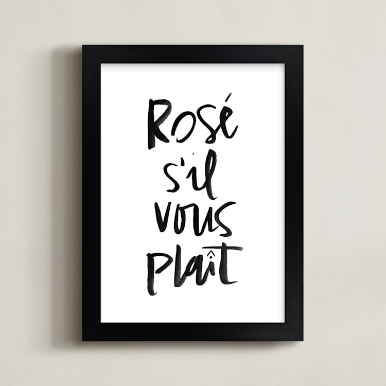"Rosé S'il Vous Plaît" - Art Print in Snow by Annie Montgomery - Framed