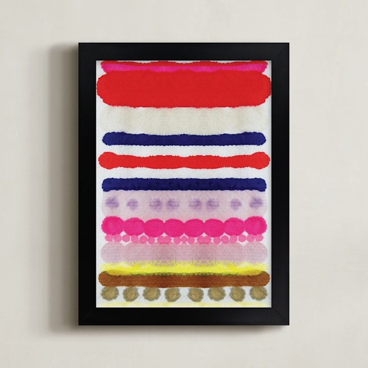 "Linked No 3" - Art Print in Ruby Red by HAPI ART - Framed