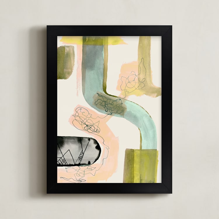 "Times Like These 1" - Art Print in Olive by Amy Moen - Framed