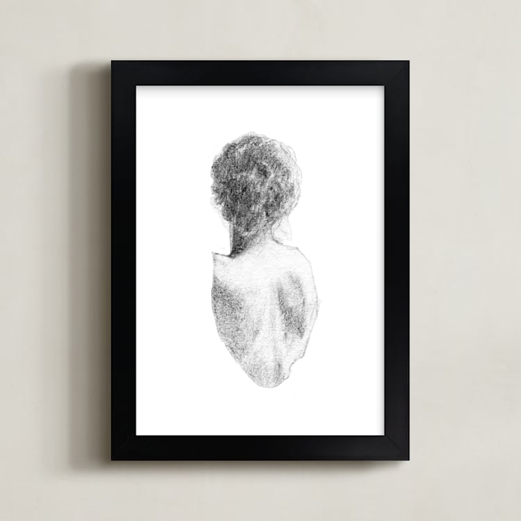 "Figure Drawing No.17" - Art Print in Graphite by Jess Blazejewski - Framed