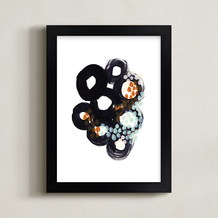 "Circles and Dots" - Art Print in Mod Black by Alethea and Ruth - Framed