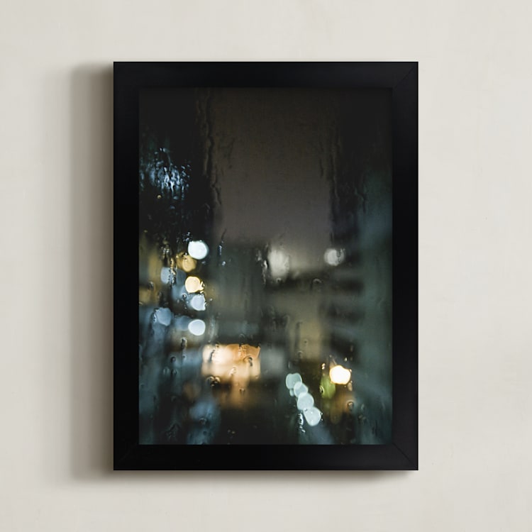 "Drippy Window" - Art Print in Stormy Night by Shannon Paras - Framed