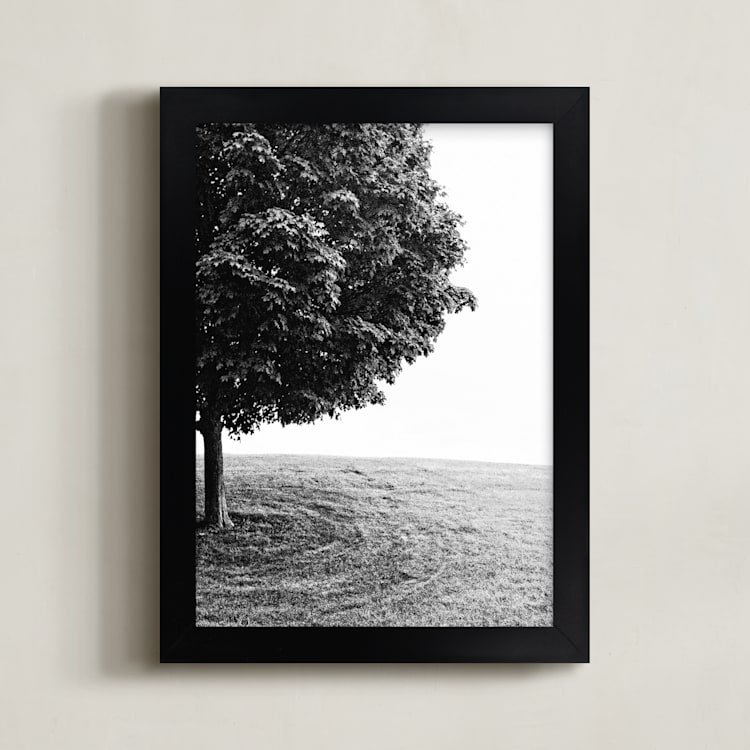"Tree on the Hill " - Art Print in Silver Tone by Eric Ransom - Framed