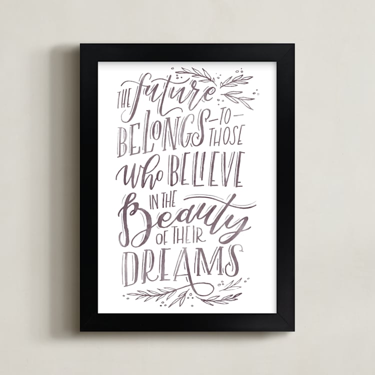"The Beauty of Dreams" - Art Print in Mushroom by Grace Kreinbrink - Framed