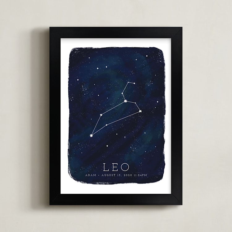 "Zodiac Constellation Leo" - Personalized Art Print in Galaxy by Ashley Presutti Beasley - Framed