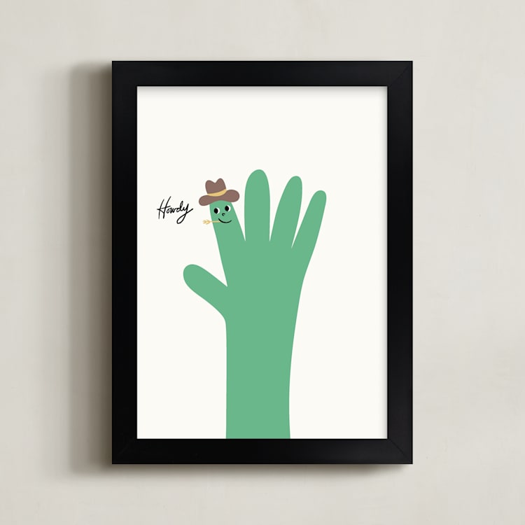 "Howdy" - Art Print in Cactus by mo kelley - Framed