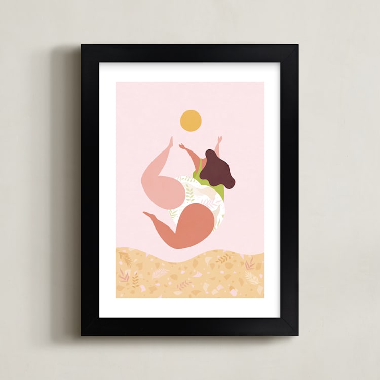 "Follow the Sun!" - Art Print in Sandy Pink by Dominique Vari - Framed