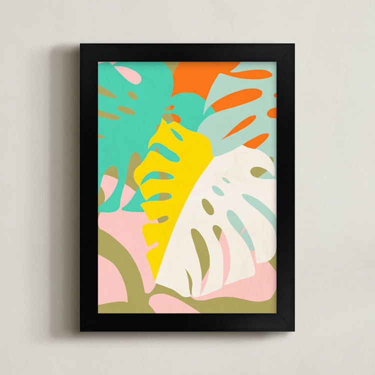 "Tropical Vibes" - Art Print in Olive Green by Dominique Vari - Framed