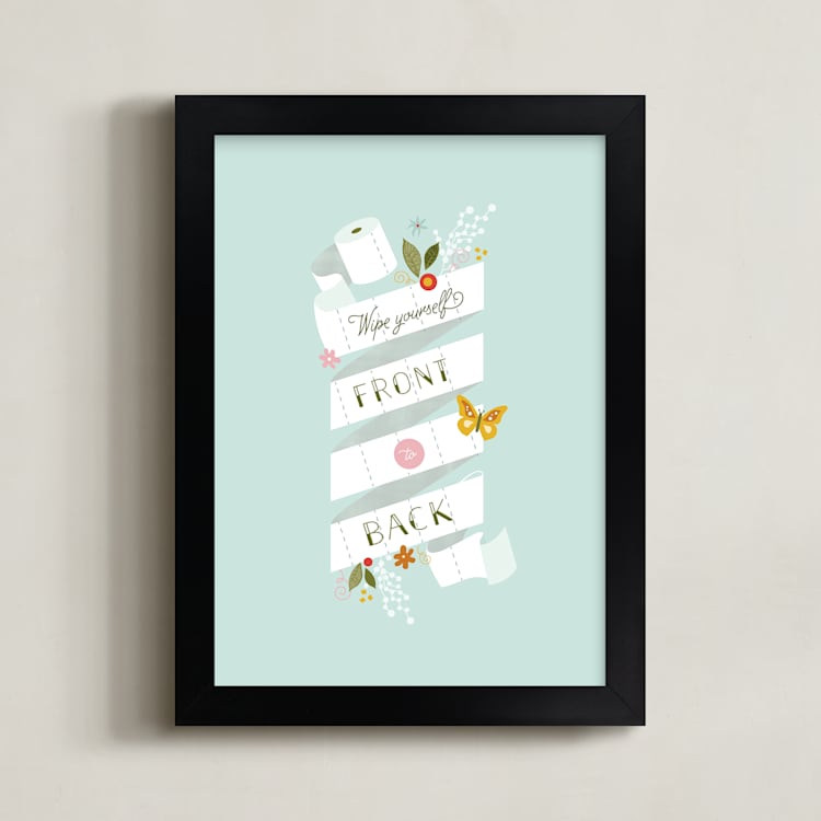 "Front 2 Back" - Art Print in Soft Blue by Katie Zimpel - Framed