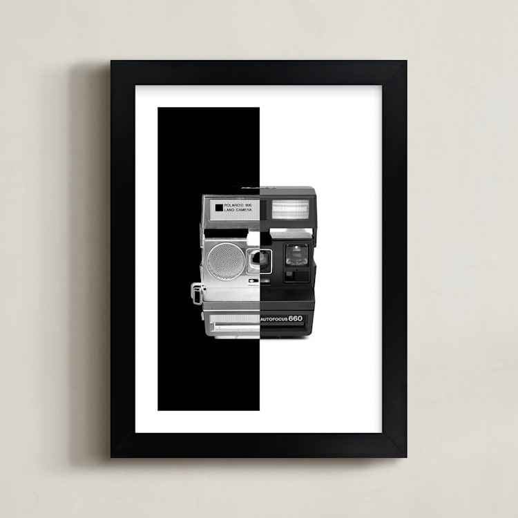 "Retro Camera" - Art Print in Black by Jonathan Brooks - Framed