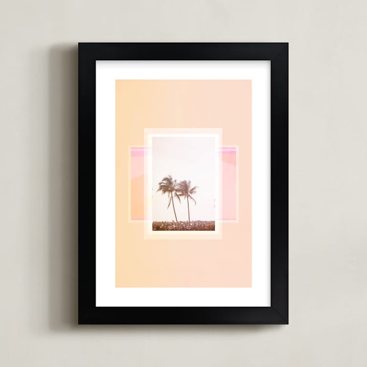 "Sweet summer palms." - Art Print in Peach by Dawn Smith - Framed