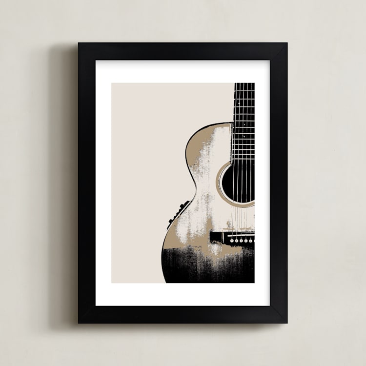 "Acoustic" - Art Print in Gritty Gold by Char-Lynn Griffiths - Framed