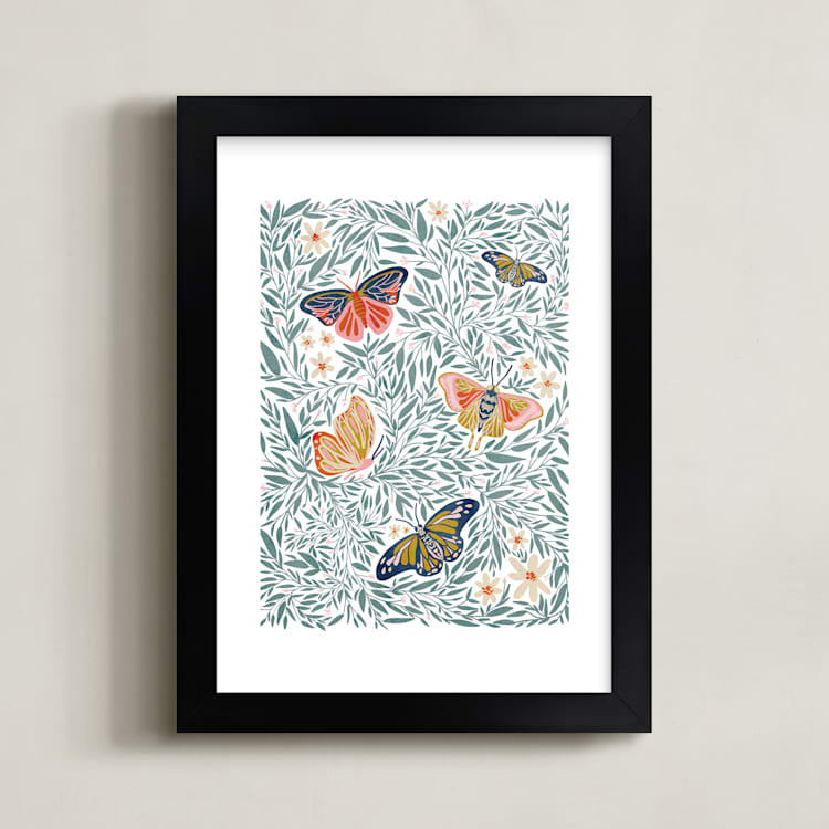 "Secret Garden" - Art Print in Leaf by Britt Mills - Framed