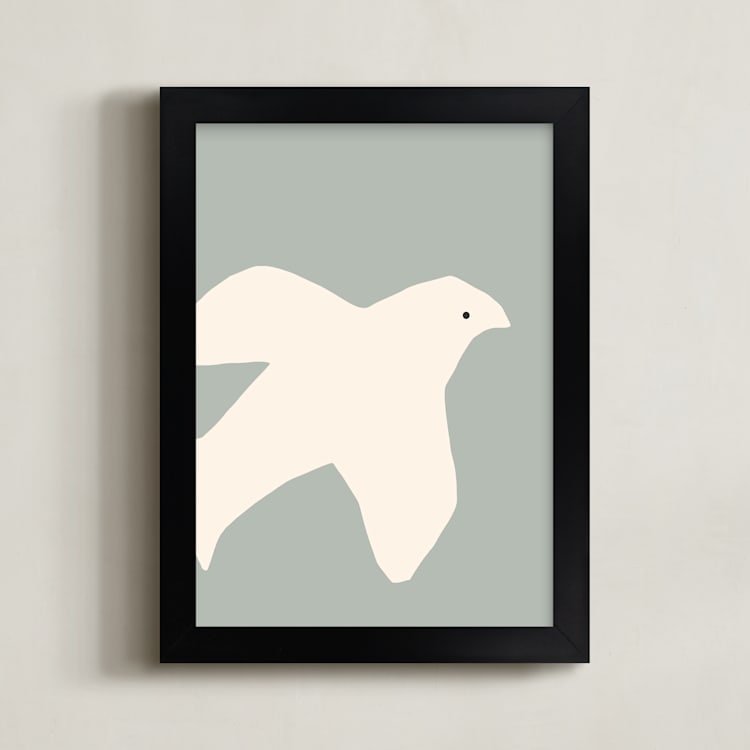 "Summer Dove" - Art Print in Sky Gray Blue by Coit Creative - Framed