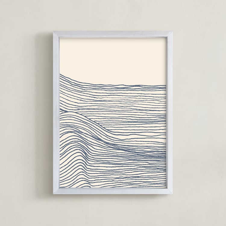 "Rolling Waves II" - Art Print in Deep Ocean by Jayne Alfieri - Framed