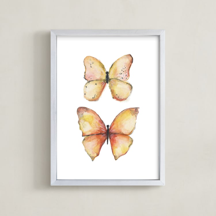 "Rhopalocera One" - Art Print in Orange by Erin Deegan - Framed