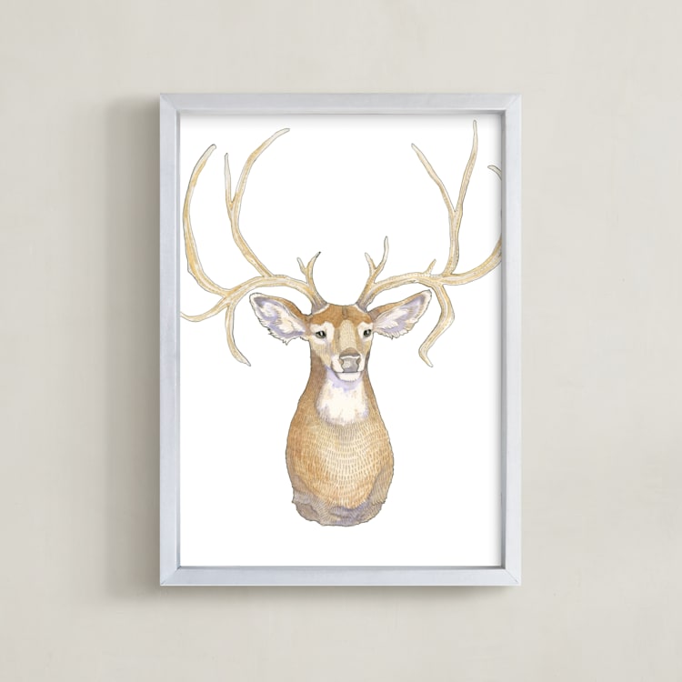 "Deer Mr. Buck" - Art Print in Sienna by Natalie Groves - Framed