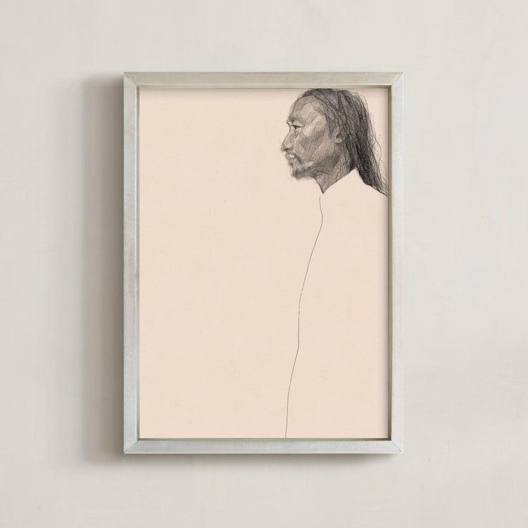 "Joseph" - Art Print in Vintage Taupe by jinseikou - Framed
