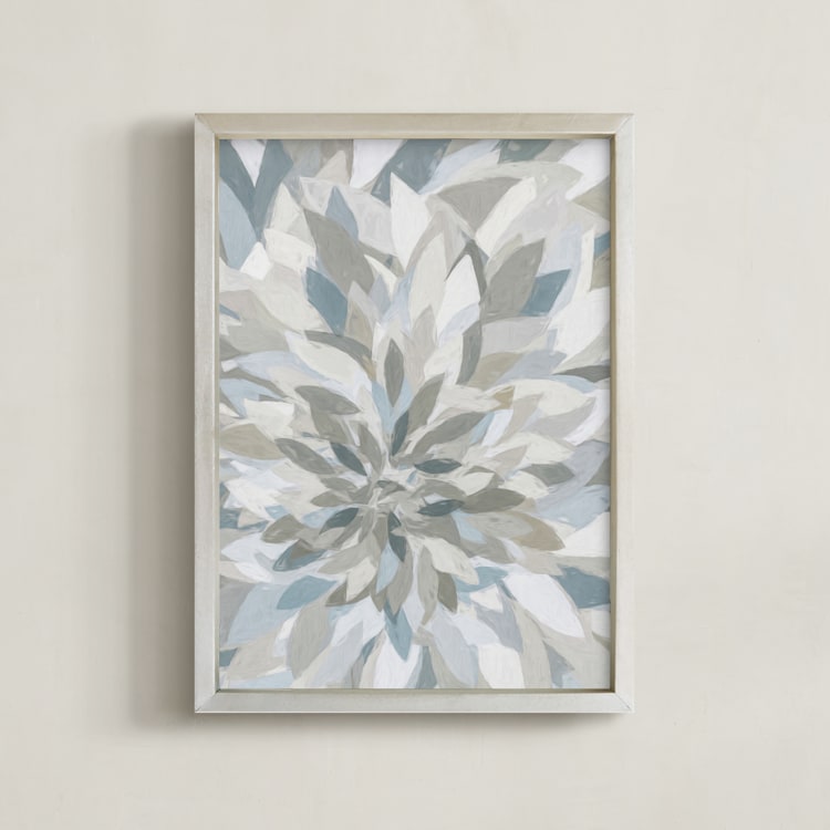 "Muted Lotus" - Art Print in Slate Blue by Corrina Reid - Framed