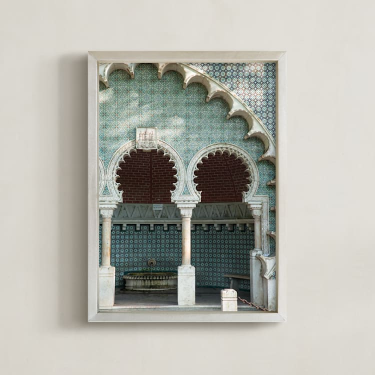 "Fonte Mourisca" - Art Print in Teal by Heather Deffense - Framed