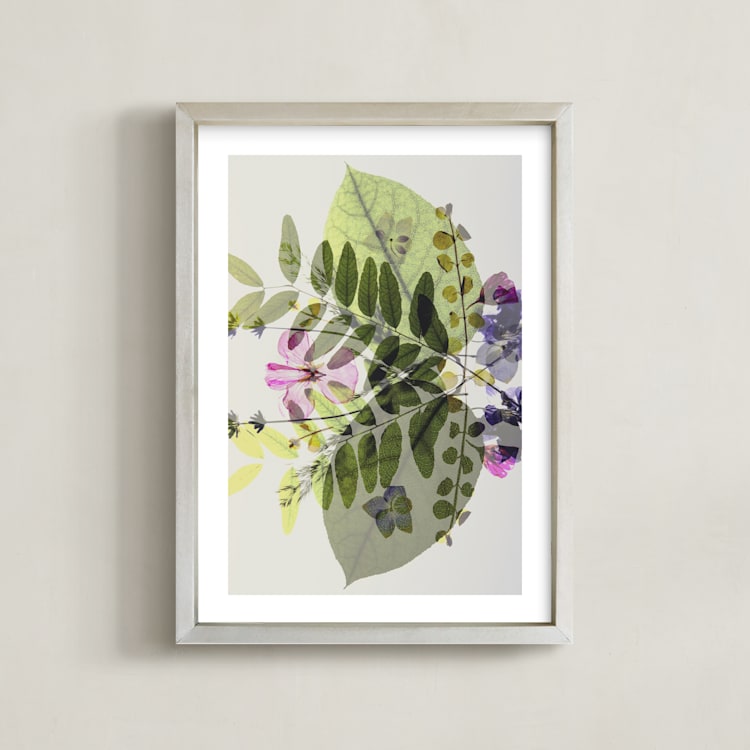 "Blended Botanicals" - Art Print in Green by Karen Kardatzke - Framed