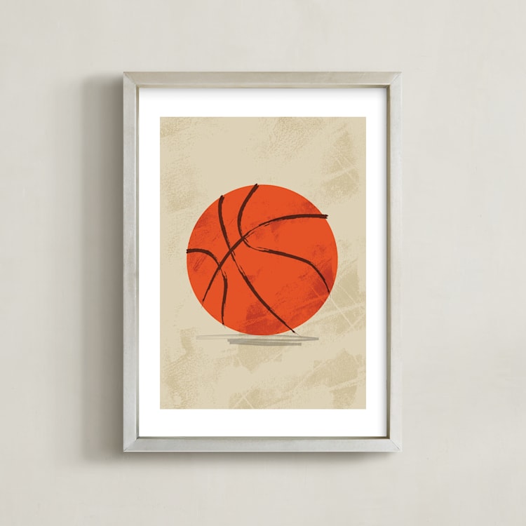 "Let us play basketball" - Art Print in Indoor Court by Susanne Kasielke - Framed