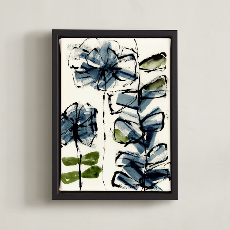 "Blue Mist No.3" - Art Print in Slate by Deborah Velasquez - Framed Canvas