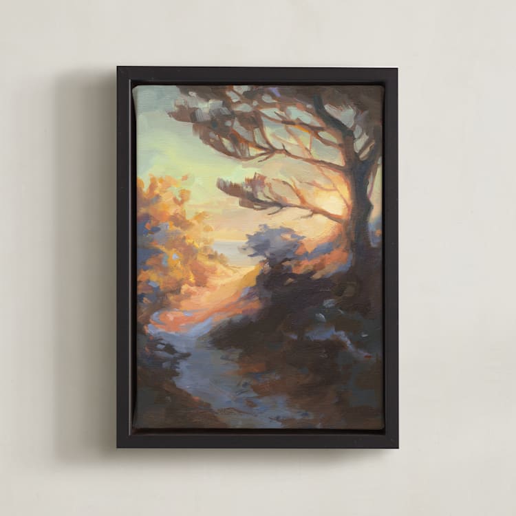 "Sneak Away At Sunset" - Art Print in Copper by Khara Ledonne - Framed Canvas