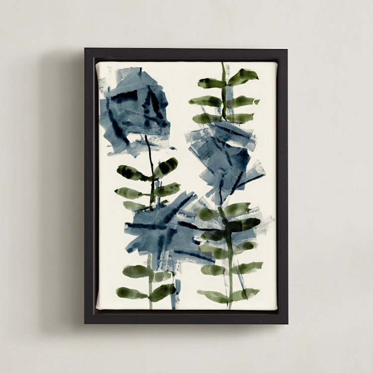 "Blue Mist No.1" - Art Print in Slate by Deborah Velasquez - Framed Canvas