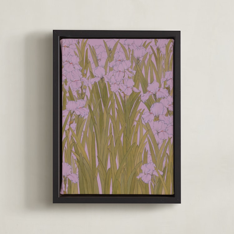 "Iris Garden" - Art Print in Dusty Lavender by Britt Friesell - Framed Canvas
