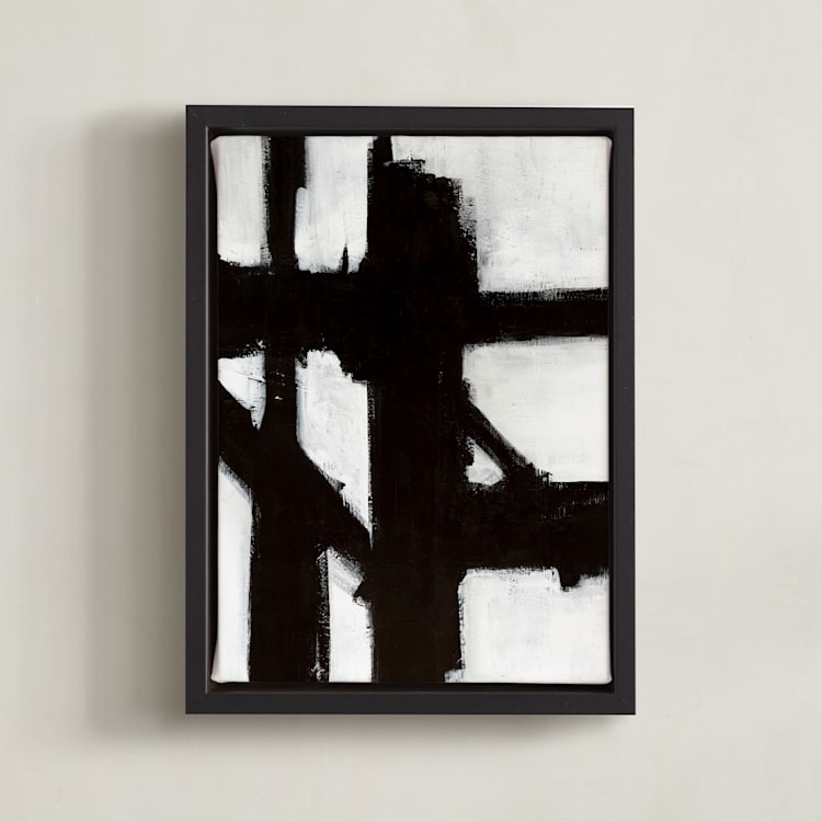 "Boxes in Boxes 1" - Art Print in Black and White by Ilana Greenberg - Framed Canvas