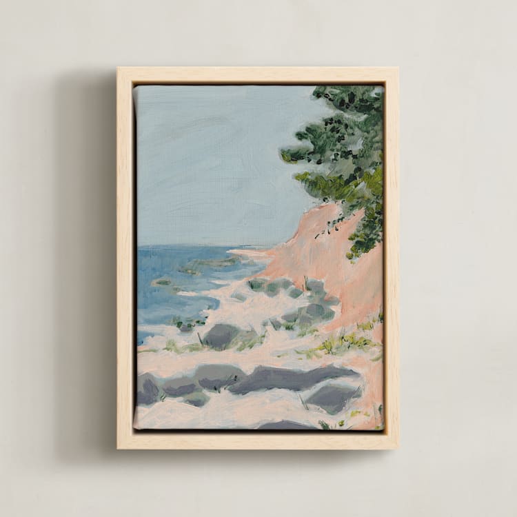 "low tide" - Art Print in Coral by Lottie Aldarwish - Framed Canvas