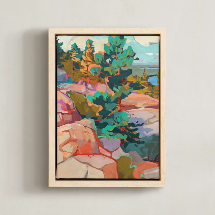 "Side Lines 1" - Art Print in Pine by Jess Franks - Framed Canvas
