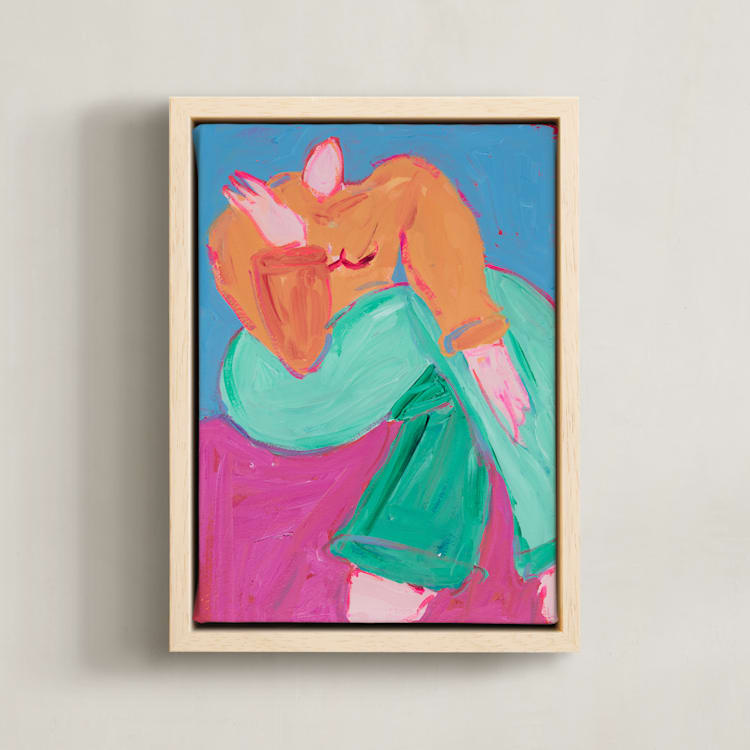 "Secrets" - Art Print in Teal by Maran Ree Whiting - Framed Canvas
