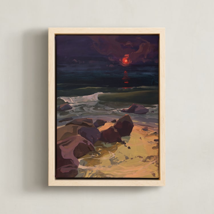"Sunset/Moonrise 2" - Art Print in Night Sky by Jess Franks - Framed Canvas