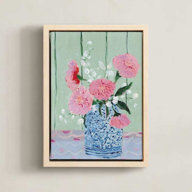 "Garden Symphony No. 2" - Art Print in Dusty Rose by Lottie Aldarwish - Framed Canvas